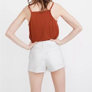 Madewell Relaxed Denim Short Fray Hem in Tile White